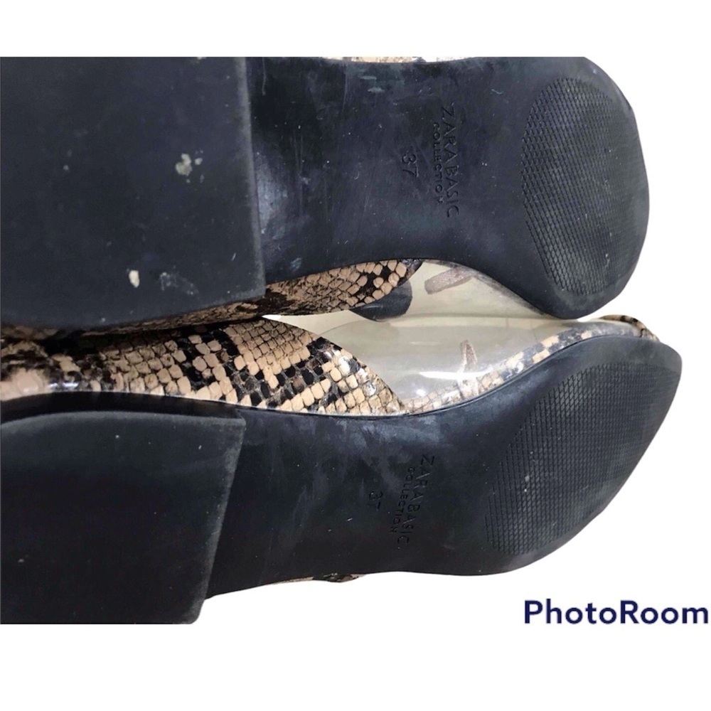 Zara Basic Snake Print Clear Panel D'Orsay Flats - Picture 8 of 9